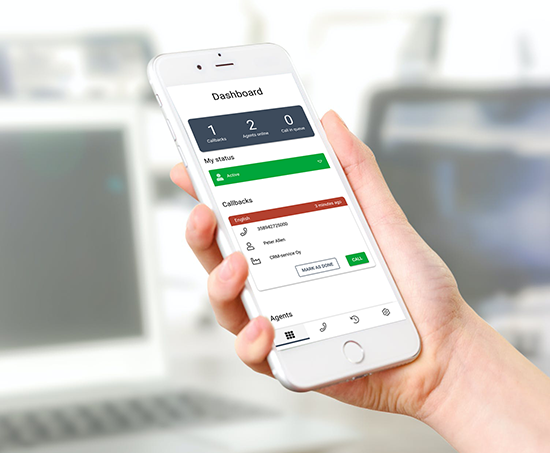 CRM and Contact Center - software mobile view